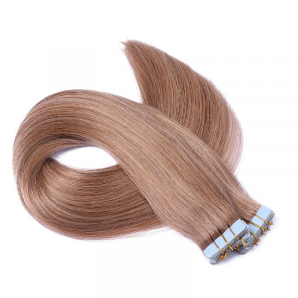 10 x Tape In - 12 Hellbraun - Hair Extensions - 2,5g - NOVON EXTENTIONS 50 cm