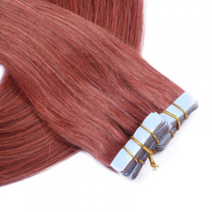 10 x Tape In - 14 Rot - Hair Extensions - 2,5g - NOVON EXTENTIONS 40 cm
