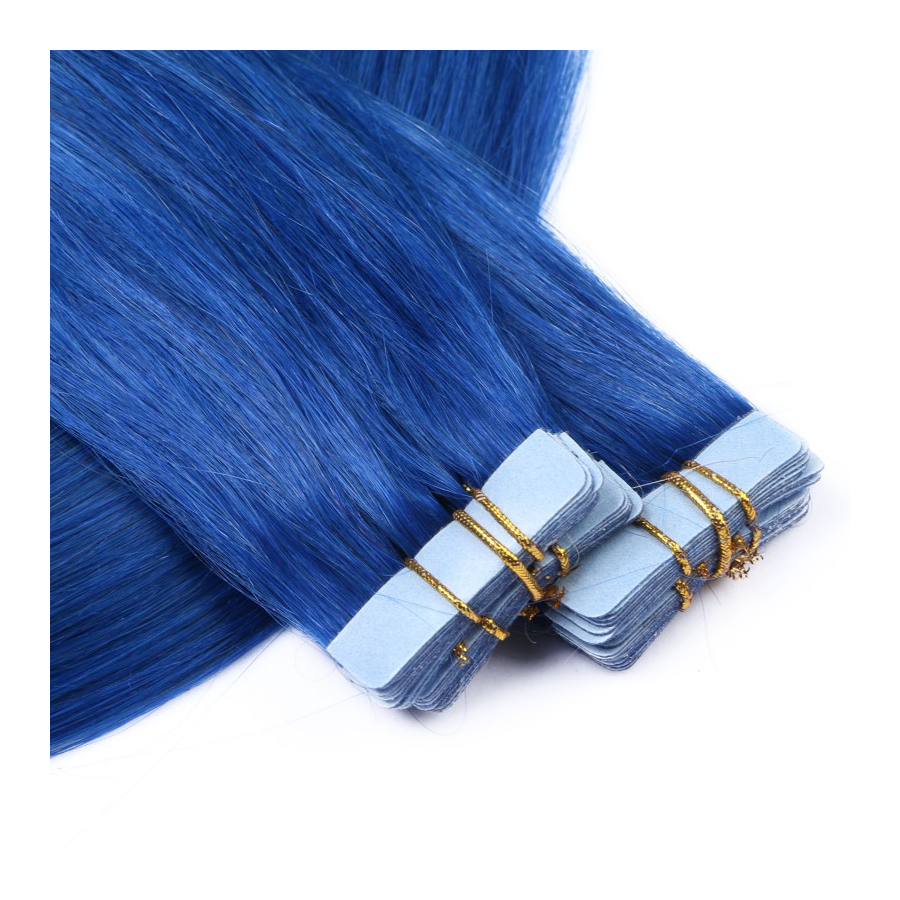 10 x Tape In Blue Hair Extensions 2,5g NOVON EXTENTIONS Fri