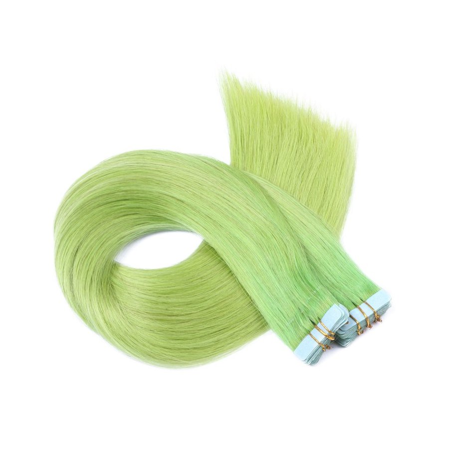 Tape Extensions Grün aus Remy-Echthaar