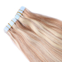 10 x Tape In - 12/613 Gesträhnt  - Hair Extensions - 2,5g - NOVON EXTENTIONS 40 cm