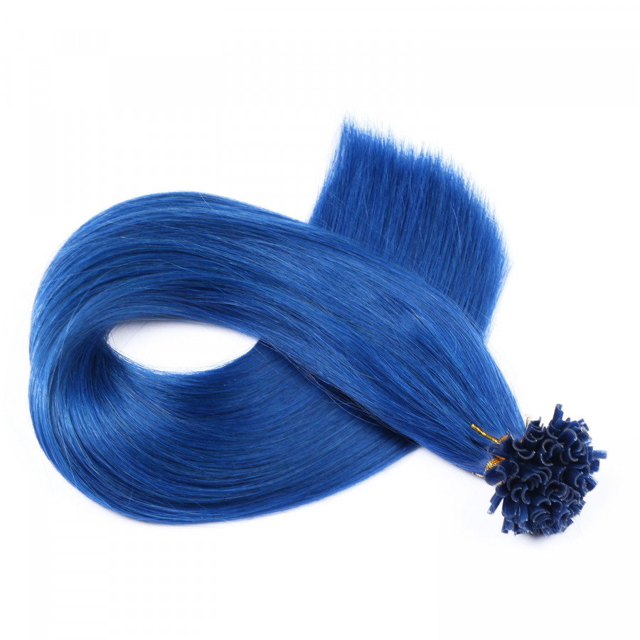 25 x Keratin Bonding Hair Extensions - Blue - 120% Echthaar 